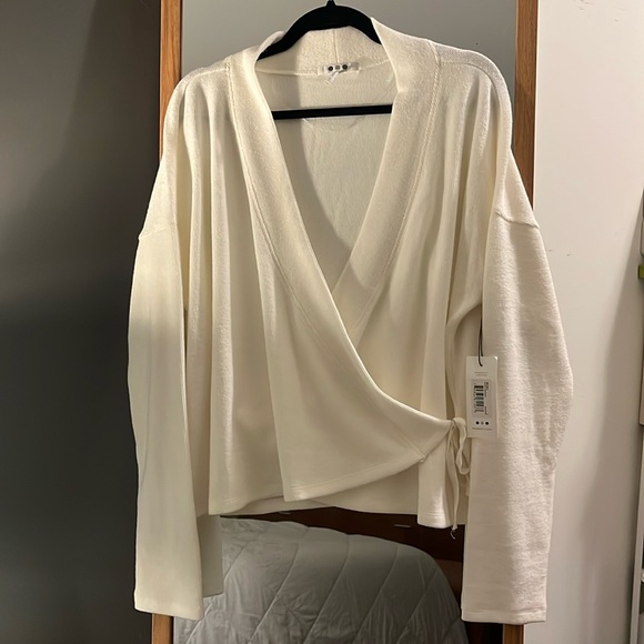 NWT Three Dots Women’s Rib Wrap Sweater Top - Picture 1 of 5